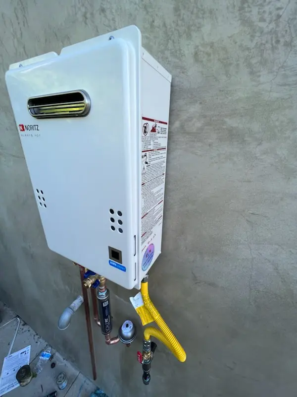 Tankless water heater installation for Chartwood homes